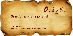 Ormós Árpád névjegykártya